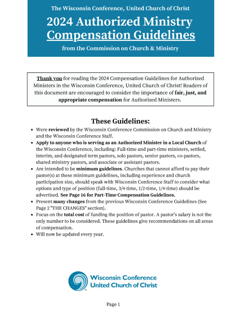 Image of the first page of the compensation guidelines for 2023-2024
